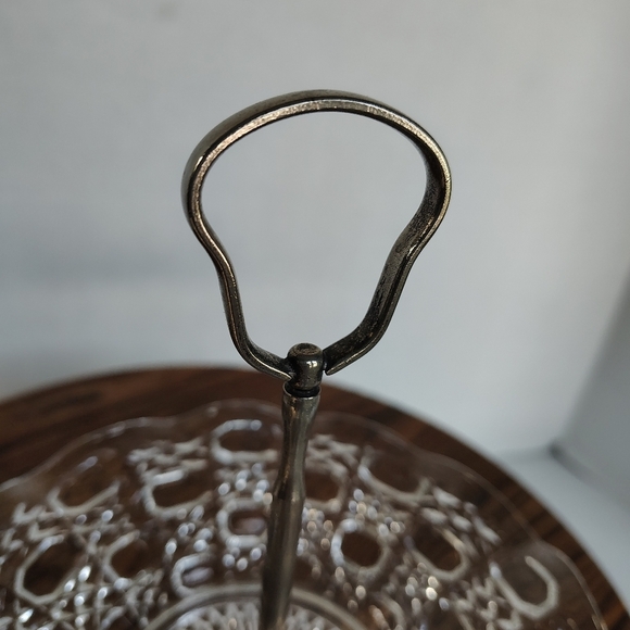 Glass Tidbit Tray Candy Dish W Silver Plated Handle England Jewelry Display Dish - Picture 11 of 16